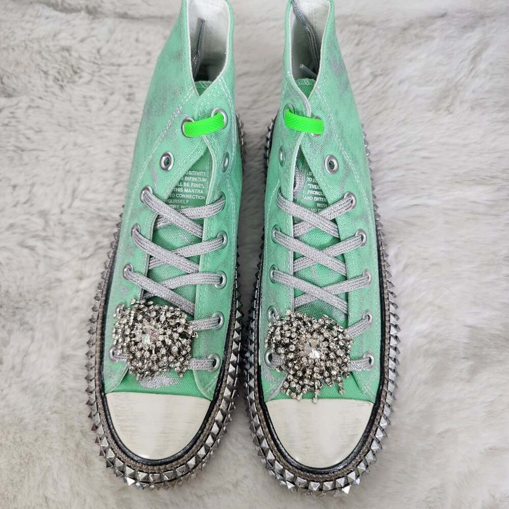 NEW Nan-Ku Couture Free People Cruise Stud Green Spring Mint High-Top Sneaker 38